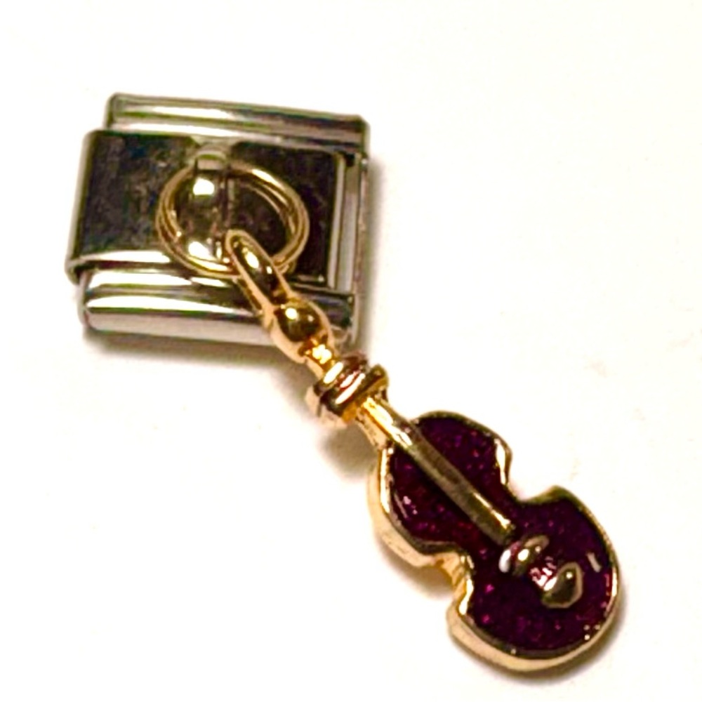 Gold and Purple Violin Charm